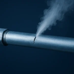 Un tubo después de aplicar el detector de fugas de gas